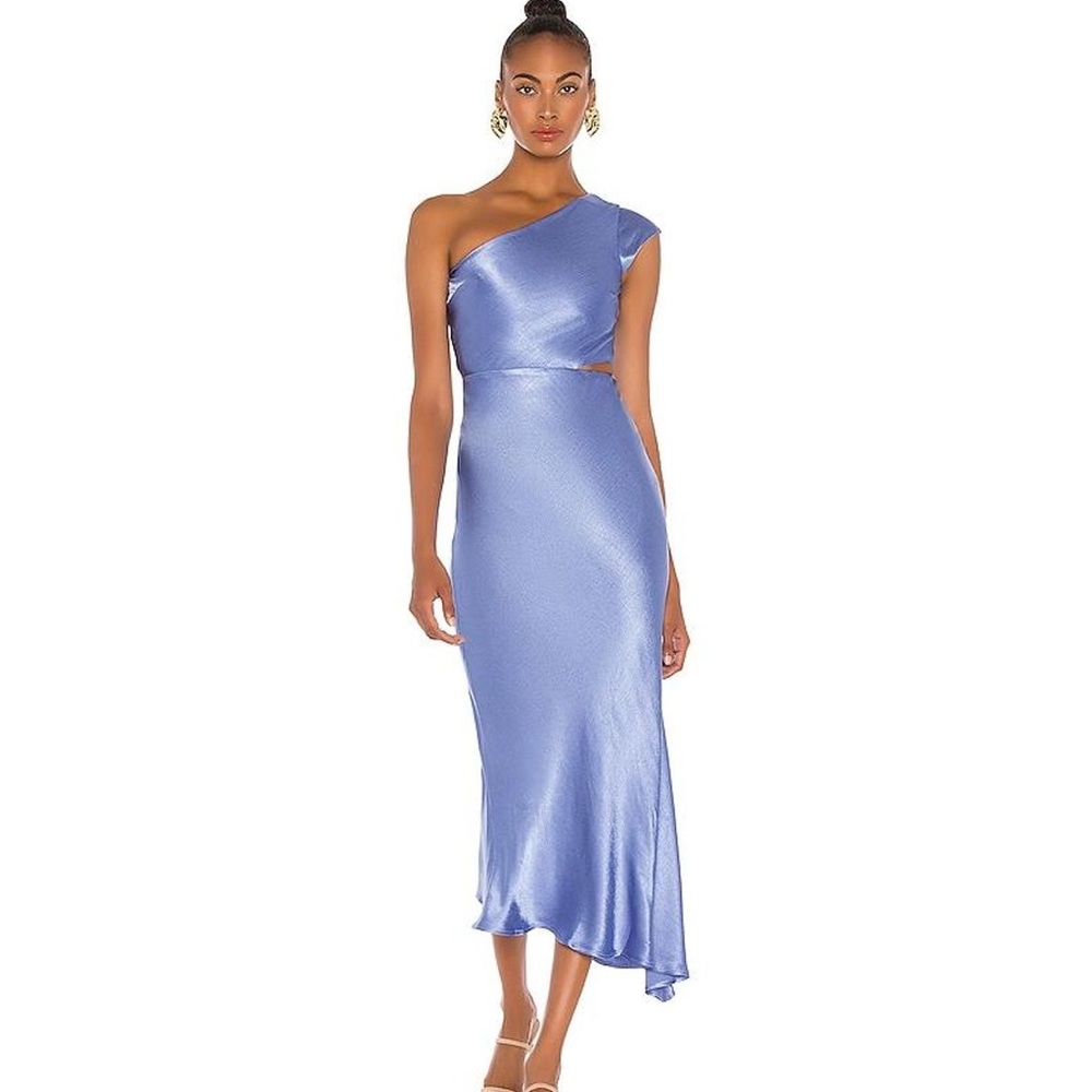 NWOT BEC + BRIDGE DELPHINE ASYM MIDI DRESS - CORNFLOWER